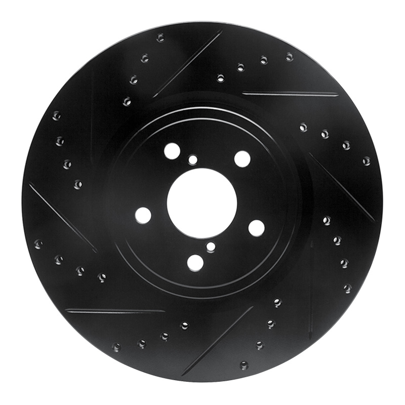 Subaru Outback Brake Rotor (1) - Front Left - R1 Concepts - Drilled & Slotted - Black - `05-`18